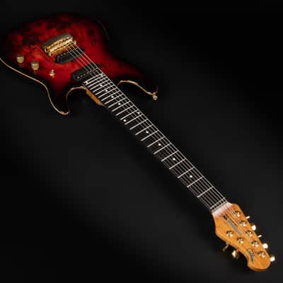 2021 Ernie Ball Music Man Jason Richardson Signature Cutlass 7 - Rorschach Red | USA 7-String JR7 Buckeye Burl Top Birdseye Maple Neck Tremolo Stainless Steel Frets 3.6kg | OHSC image 7