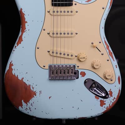 Dhatarattha SSS Strat-Style – Surf Blue Nitro Relic image 3