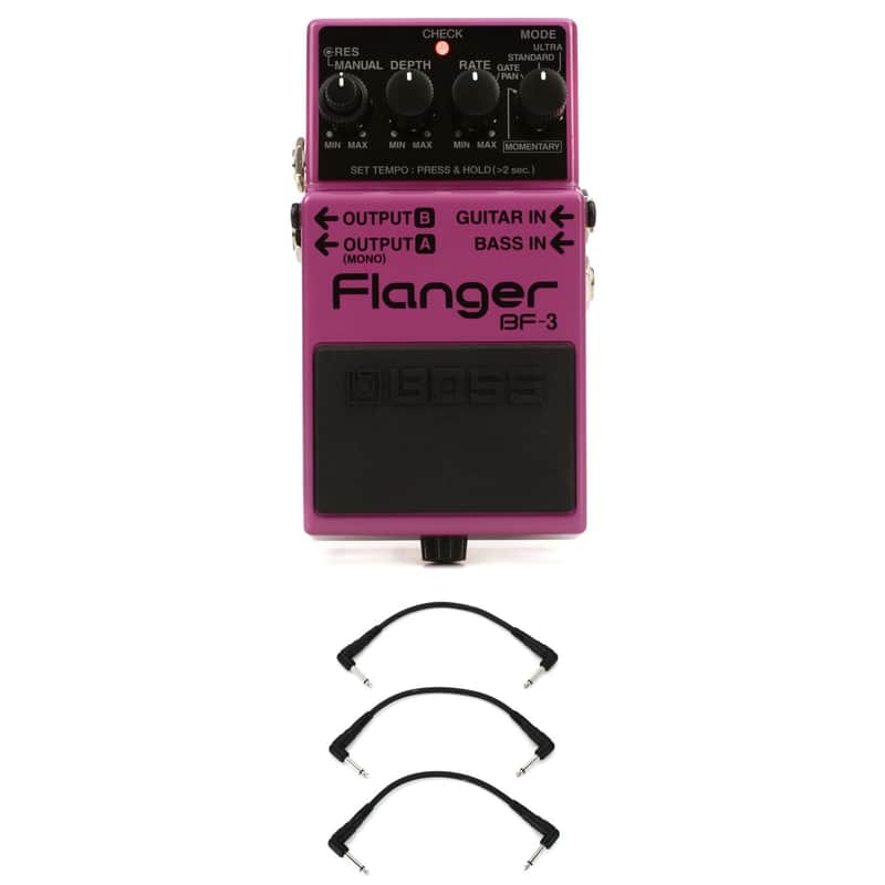 Boss BF-3 Flanger Pedal with 3 Patch Cables image 1