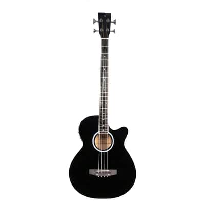 Stagg SA40BASS ACE-BK Jumbo 4-String Electro-Acoustic Bass Guitar With Cutaway Spruce Top Mahogany Body image 1