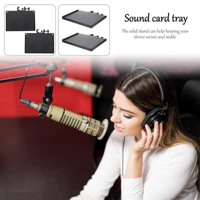 Sound Live Broadcast Mic Rack Stand Tray Microphone Clamp Holder Adjustable Table Mount For Home Studio 7.87X5.51X0.78In Durable Sound Card Tray image 5