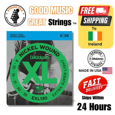 D'Addario EXL130 Electric Guitar Strings Nickel Plated 8-38 +2 FREE Strap Locks 2025 - Standard image 1