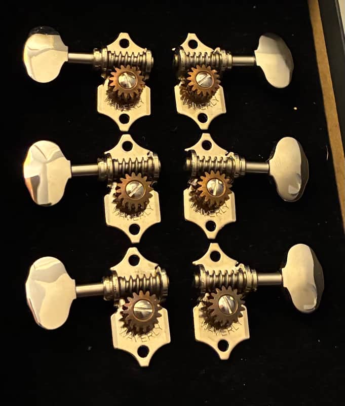 Waverly Tuners Nickel Butterbean knobs for Solid Peghead