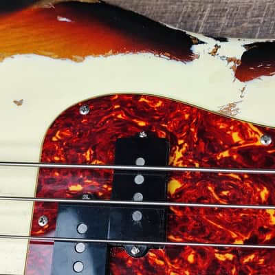 MyDream Partcaster Custom Built - PBass Aged White over Sunburst Hepcat 62' image 5