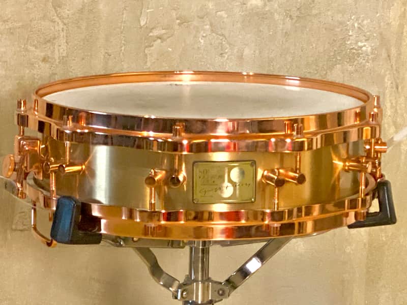 Sonor HLD-593 Signature 14x4" 10-Lug Cast Bronze Piccolo Snare Drum 1988 - 1995 - Clear-Lacquered Bronze image 1