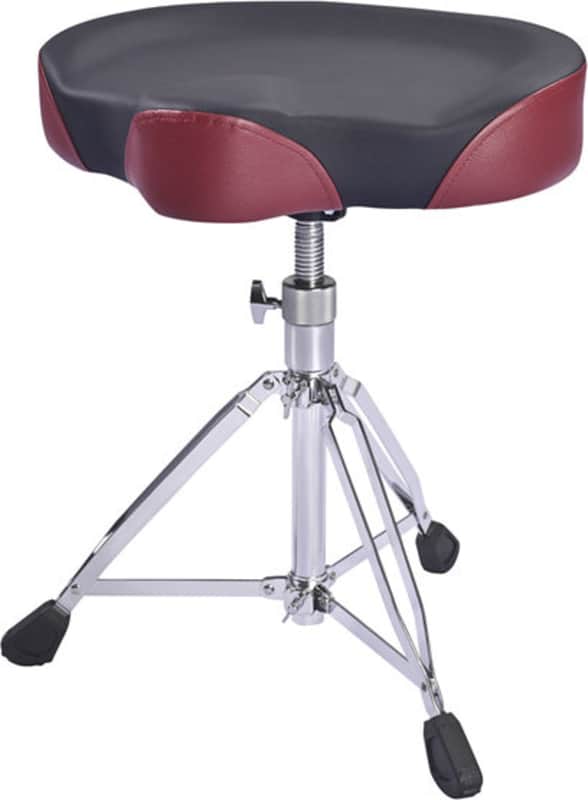 HY Music Motorcycle Style Drum Throne, Black/Wine Red image 1