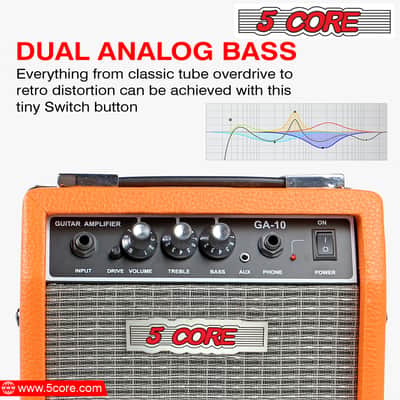 5 Core Guitar AMP 10W 1x5" Electric Guitar Amplifier Classical Practice Bass Acoustic Guitar Combo GA 10 ORG image 8