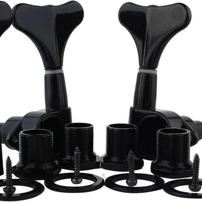 Guitar Bass Tuners (2R + 2L) - 1:17 Ratio Headstock Sealed Tuning Key Pegs Machine Head Replacement for Electric Bass or Precision Instruments - Black image 1