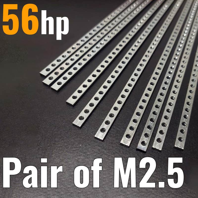 2 x 56hp / M2.5 (2.5 mm) Eurorack Threaded Nut Strips (Pair) image 1