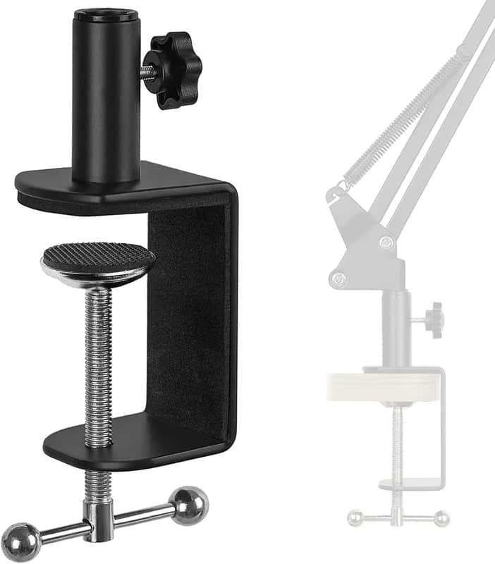 Table Mount Clamp, Metal Desk Clamp for Microphone Stand Mic Boom Arm C Mounting Clamp with Adjustable Screw image 1