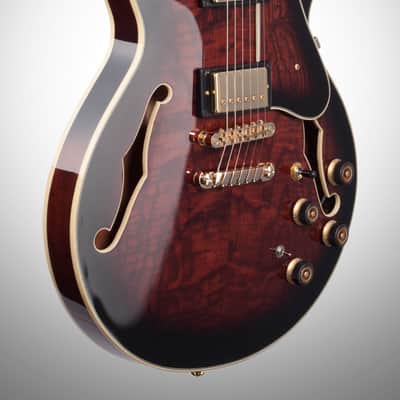 Ibanez Artstar AM153QA Semi-Hollowbody Electric Guitar (with Case), Dark Brown Sunburst image 4