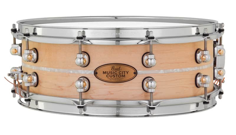 Pearl *Pre-Order* Music City Custom 14x5" Maple Solid Shell Snare Nashville Natural | Nicotine White Marine Inlay | NEW | Made in the USA | Special Order | Authorized Dealer image 1