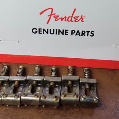 aged Fender Strat PAT PEND Stratocaster SADDLES kit PN 0992091000 USA vintage RELIC image 1
