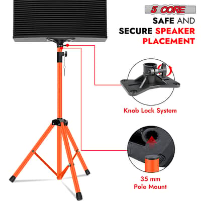 5 Core Speaker Stand Height Adjustable 72" Heavy Duty PA DJ Tripod Studio Monitor Stands image 6