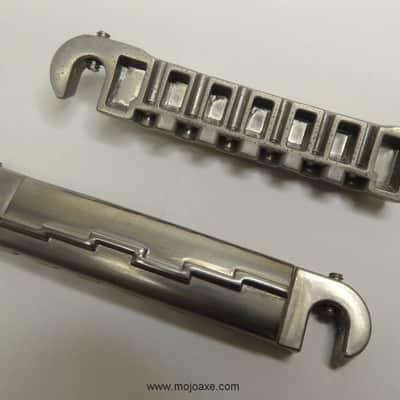 Lightning Bolt Wraparound Bridge, AGED NICKEL for Vintage Gibson SG Junior, Melody Maker, Firebird, MojoAxe image 1