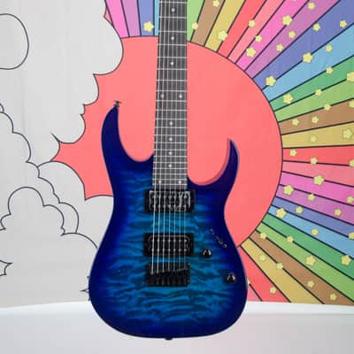 Ibanez Gio GRG7221QA, Transparent Blue Burst Finish, CLOSEOUT image 2