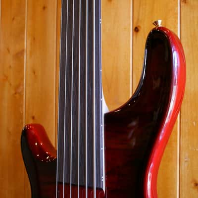 AIO Wolf KTB-6 6 String *Left-Handed *Fretless Bass - Red Burst image 7