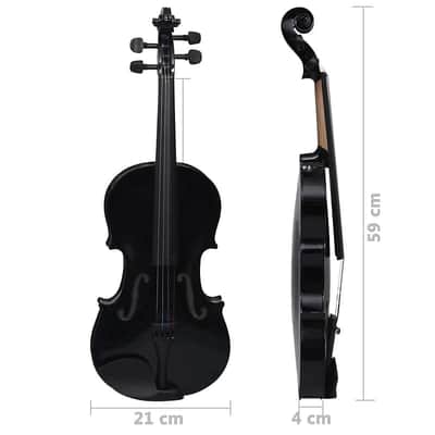Cxxss Violin Full Set with Bow and Chin Rest Black 4/4-Black image 22