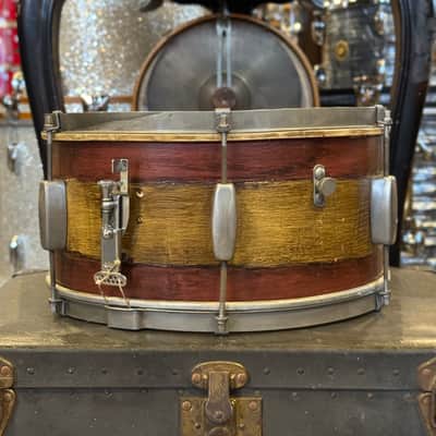 VINTAGE 1940's Joseph Rogers & Sons 6.5x14 Six Lug Snare Drum in Two Tone Mahogany image 2