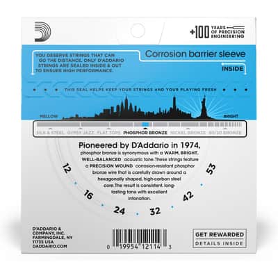 D'Addario EJ16 Phosphor Bronze Acoustic Guitar Strings, Light, 12-53 image 3