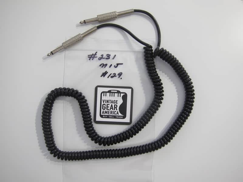 Teisco Del Rey Curly or Coil Cord Guitar Cable MIJ Authentic Vintage Accessory Case Candy Circa-1960s-1970s-Black image 1