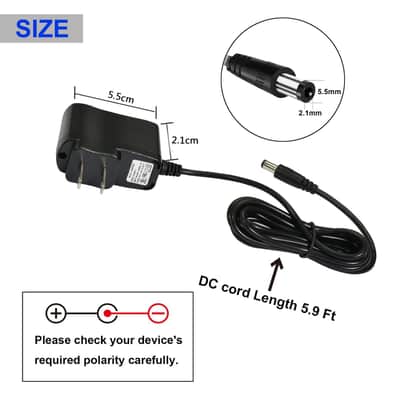 Rowin DC 9V 500mA Power Supply for Guitar Effect Pedals Power Adapter with No Current Noise Negative Center image 3
