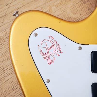 1980s Burny FB-85 F-Bird III Vintage Electric Guitar Gold Mist Poly P-90s, Japan image 6
