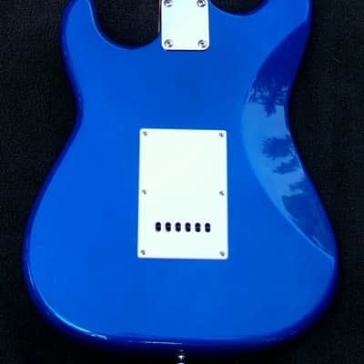 Blue Custom Shop Mahogany 7-Sound Switching Strat + Working Bridge Tone+Treble Bleed+SRV Pickups + Treble Bleed Circuit + '59 Style Neck with "C" Profile+ Setup+ Leveled, Crowned and Polished Frets+ Kluson Style Vintage Tuners and White Pearl Guard! image 5