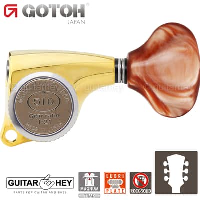 NEW Gotoh SGL510Z-CL5 MGT L3+R3 Locking Tuning Keys Set, 21:1 Ratio 3x3 - GOLD