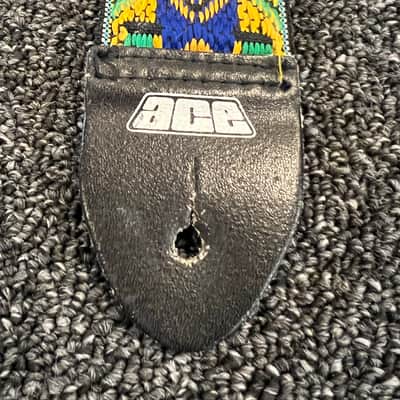 Ace Vintage 1970's Guitar Strap 1970’s - Green , Yellow , Blue made in the USA image 2