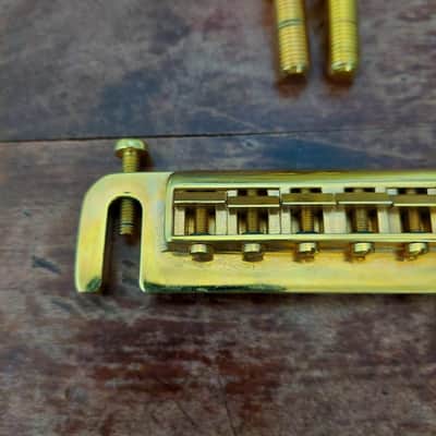 Leo Quan Badass Wraparound Guitar Bridge with SAE Locking Studs GOLD (USED) "Made In Germany" image 4