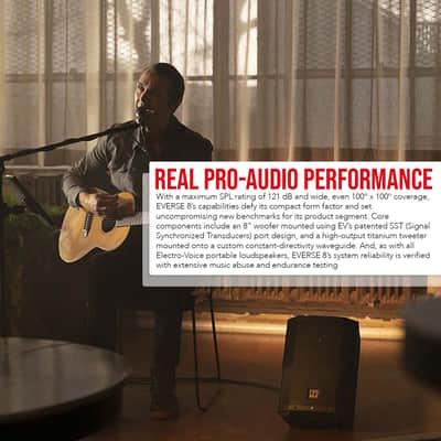 Electro-Voice EVERSE 8 8-Inch Compact 2-Way Battery Powered Loudspeaker (Black) Bundle with USB Microphone, Boom Stand, and 25-Feet XLR Cable image 4