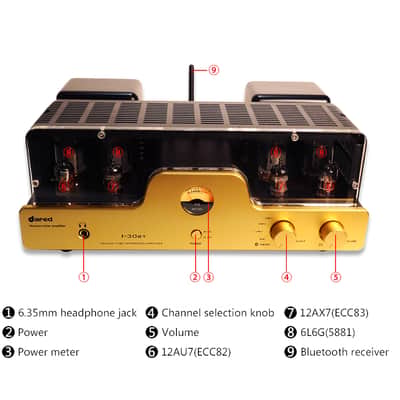 Dared I30BT HiFi Vacuum Tube Integrated Amplifier Hi-end with Bluetooth USB-DAC/LINE input and Headphone Output,Output Power 30Wx2,with 6L6G(5881),12AX7(ECC83),12AU7(ECC82) Tubes image 4