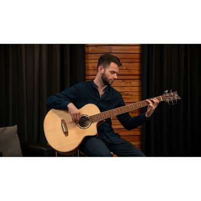 Ortega D7CE-5 - Acoustic Electric 5-String Bass Medium Scale Ortega Spruce Mahogany Cutaway image 6