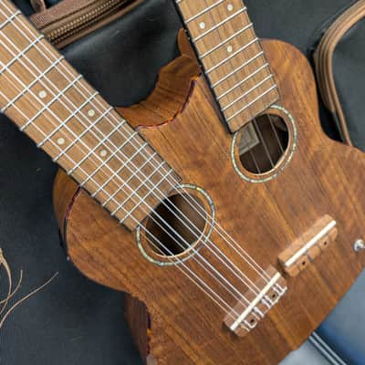 Ortega Hydra Double Neck Tenor Electric Ukulele - Natural Ovangkol w/Gigbag image 9