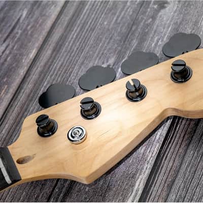 Musiclily Basic 4-in-line 24:1 Ratio Open Gear Machine Heads Tuners Tuning Pegs Keys with Clover Button for Electric Bass, Black image 3