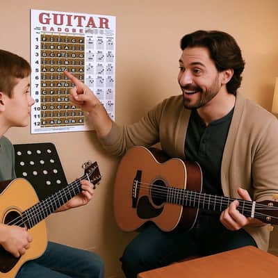 New Song Music Laminated Guitar Fretboard & Chord Chart Instructional Poster 11x17 Beginner Easy image 6