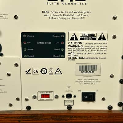 Elite Acoustics D6-58 120-Watt Rechargeable 8” + 5” Acoustic Guitar/Multi-Chan Amplifier w/ Gig Bag image 8