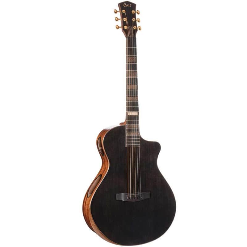 Cort MODERNBLACK Masterpiece Series Modern Concert Body Solid European Sitka Spruce Top Walnut Reinforced Mahogany Neck 6-String Acoustic-Electric Guitar w/Hard Case image 1