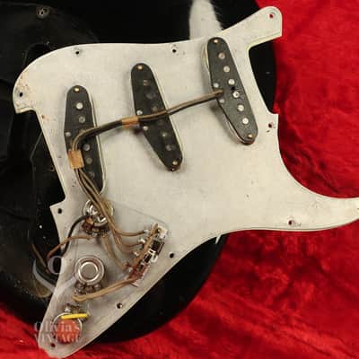 1960 Fender LEFT-HANDED Stratocaster factory assembled with '57 neck Custom Color BLACK with GOLD hardware!!! image 23