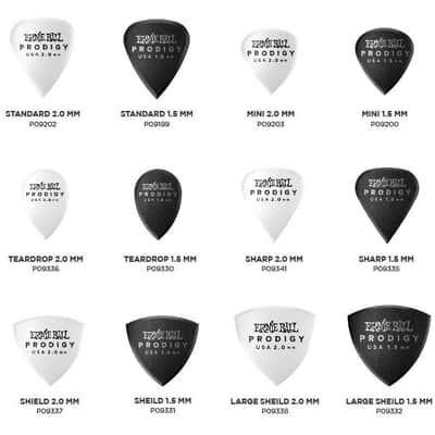 1.5mm Black Large Shield Prodigy Picks 6-Pack Precision Machined High-Density Non-Slip-Textured Delrin Sharp-Attack Design image 3