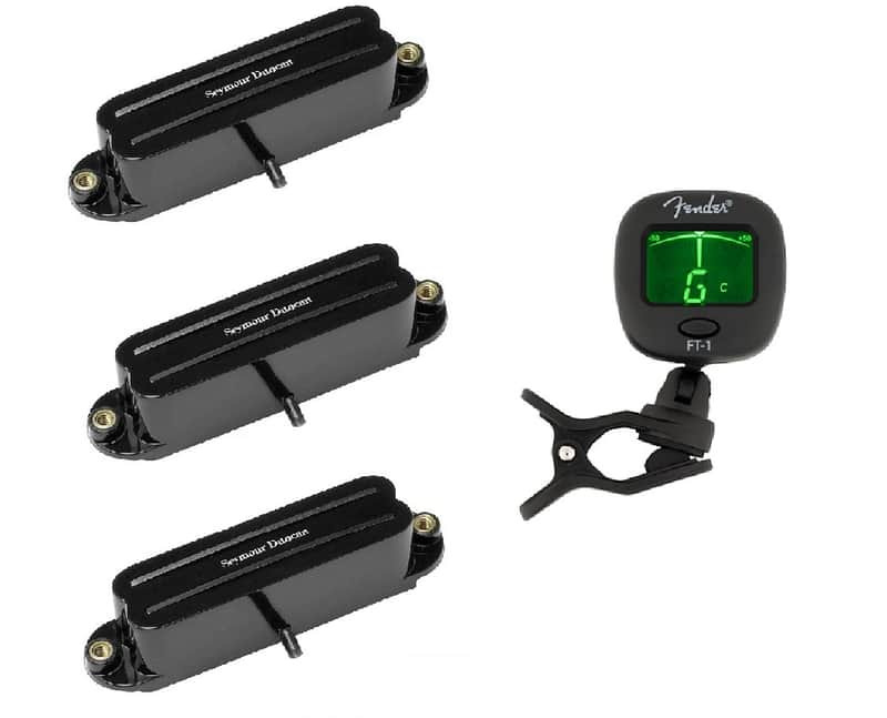 Seymour Duncan SHR-1 Hot Rails Set Black Single Coil Strat Pickups (GUITAR TUNER) SHR-1b & 2- SHR-1n image 1