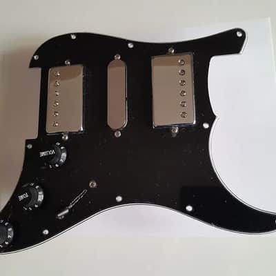 Handmade prewired HSH neodymium Strat pickguard with HB split switch TR BL and mid PU cutoff switch. PAF style HB's. image 4