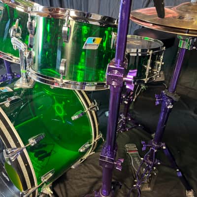 Rikki Rockett's Poison "Crack A Smile", Ludwig Green Vistalite 5-Piece Set 22", 16", 13", 12" with 5.5x14" Zickos Snare image 5