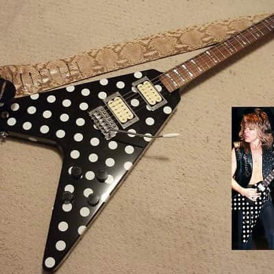 Randy Rhoads Black & White Polka Dot Flying V w/Rare 80's Earth III Python Strap image 6