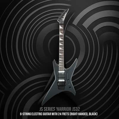 Jackson JS Series Warrior JS32 6-String Electric Guitar with 24 Jumbo Frets (Right-Handed, Black) Bundle with Gig Bag for Warrior, Kelly, King V, and Rhoads with 2 Exterior Pockets (Black) image 2