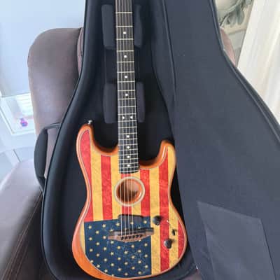 2020 Fender American Acoustasonic Stratocaster Limited Flag Edition USA w/ COA & Original Gig Bag – Excellent Condition image 2