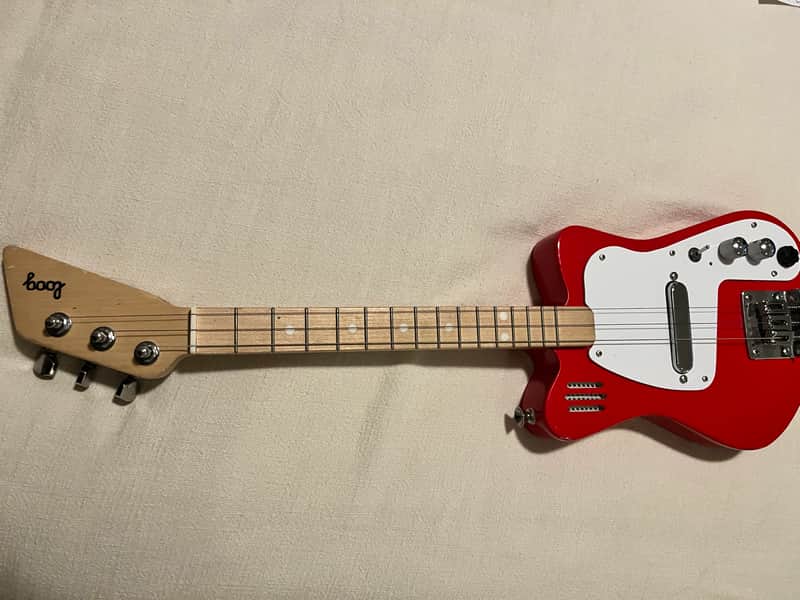 Loog Mini Electric 3-string guitar with built in amp and speaker Red image 1
