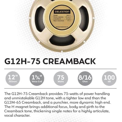 Celestion G12H-75 CREAMBACK 12" 16ohm 75W Ceramic Magnet Guitar Speaker 100dB 75Hz - T5891 image 1