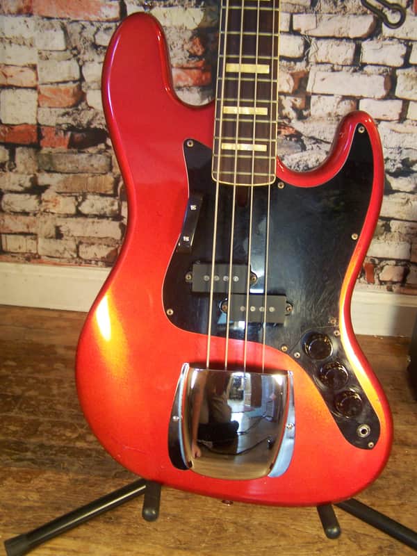 Vintage Harmony Bass Guitar, Model H75-MR,  1970s, Metallic Red image 1